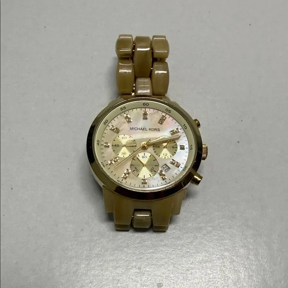 Michael Kors Gold and Brown Chronograph Watch Stainless Steel LIKE NEW